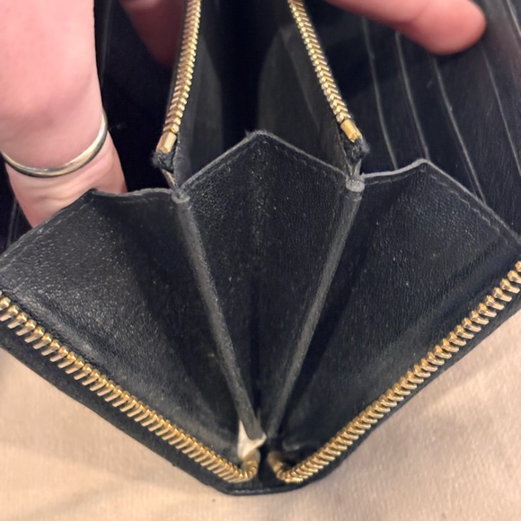 Saint Laurent YSL Chevron Quilted Black Grain de Poudre Leather Long Zip Wallet - Picture 12 of 14